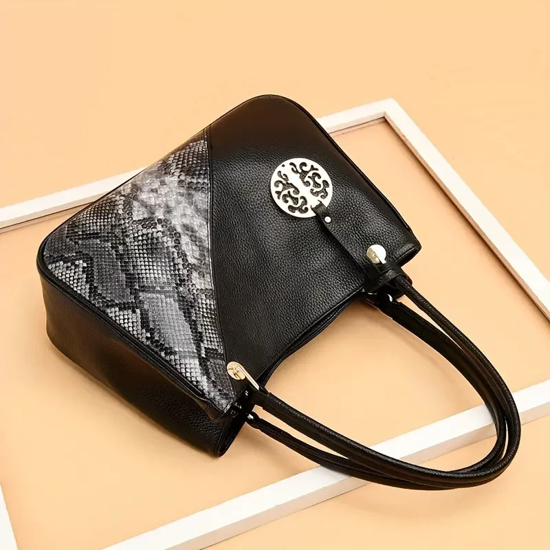 Fashion Top Handle Satchel, Genuine Leather Tote Bag, Women's Casual Handbag, Shoulder Bag & Purse