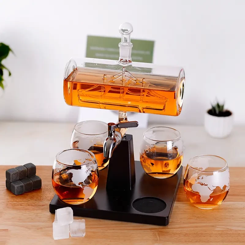 1set Wind In The Sails Wine Set, Wake-Up Wine Decanter, Living Room Bar Wine Cabinet Restaurant Party Theme Decoration, Feature Wine Set