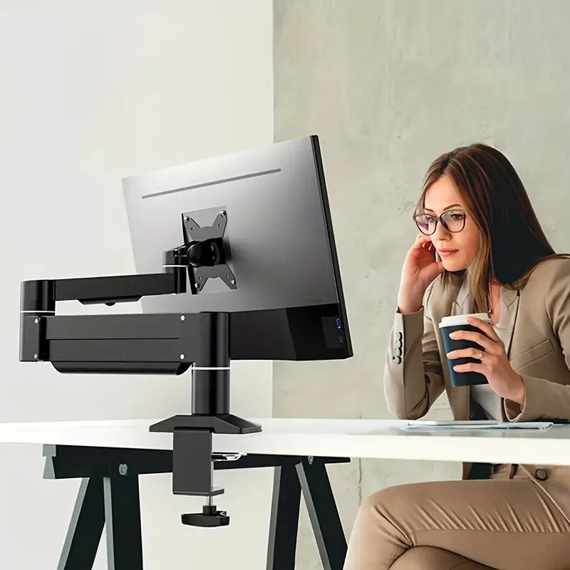 Monitor Stand Single Monitor Arm Gas Spring Desk Mount，Heavy Duty Monitor Arm For Ultrawide Screen Up To 43 Inch，26.4lbs