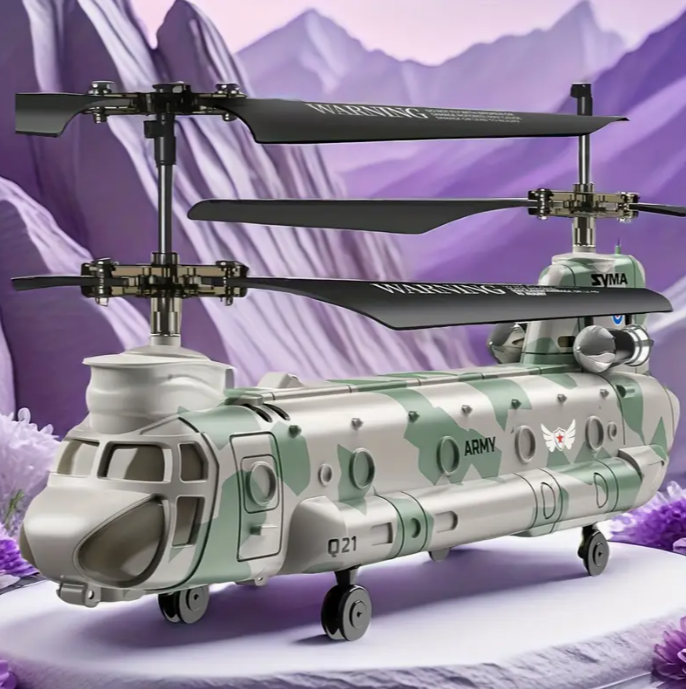 SYMA Remote Control Helicopter, Q21 Military remote control helicopter toy, suitable for boys and girls, cool design, one-click take-off/landing, automatic hovering role-playing game, patriotic toy, e