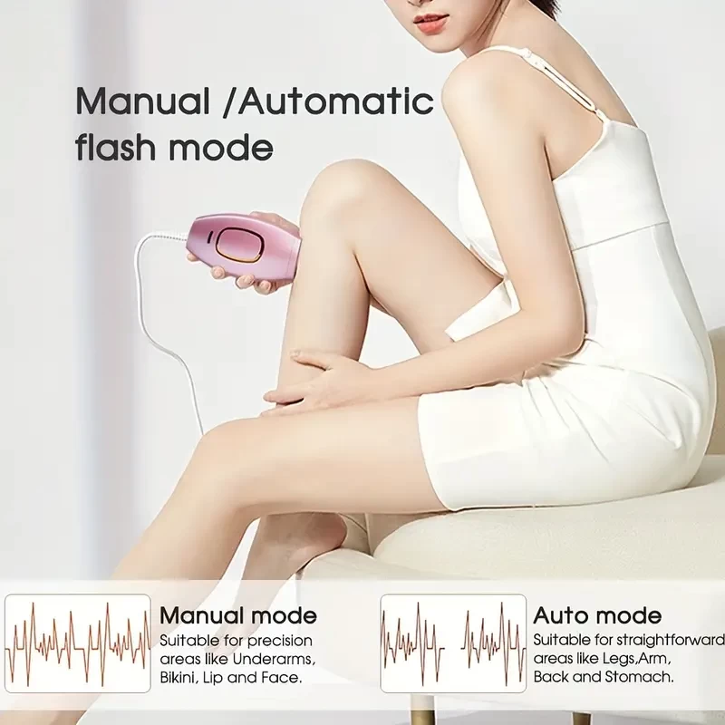 Professional IPL Laser Hair Removal Device - 500,000 Flashes, 5 Levels, Painless, For Women's Body, Pubic Area, And Bikini Line - Home Use Hair Remover